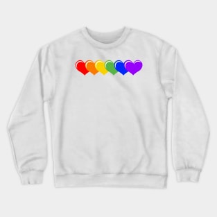 Overlapping Row of Six Hearts in Rainbow Colors Crewneck Sweatshirt